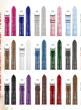 皮表带女真皮鳄鱼纹适配天梭臻时美度罗西尼CK施图灵真皮手表带女