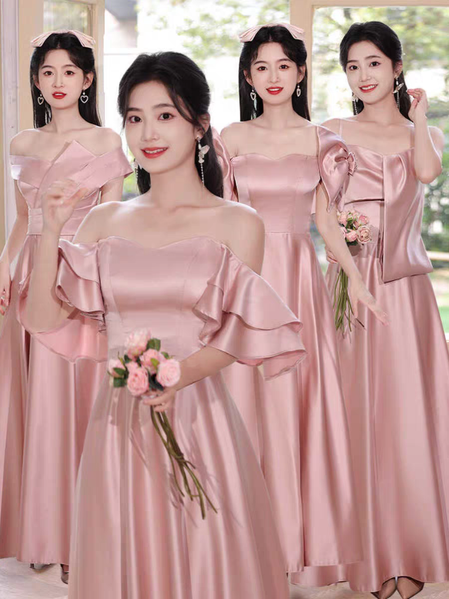 出租赁借伴娘服礼服2025新款夏缎面简约气质高级小众姐妹裙伴娘团