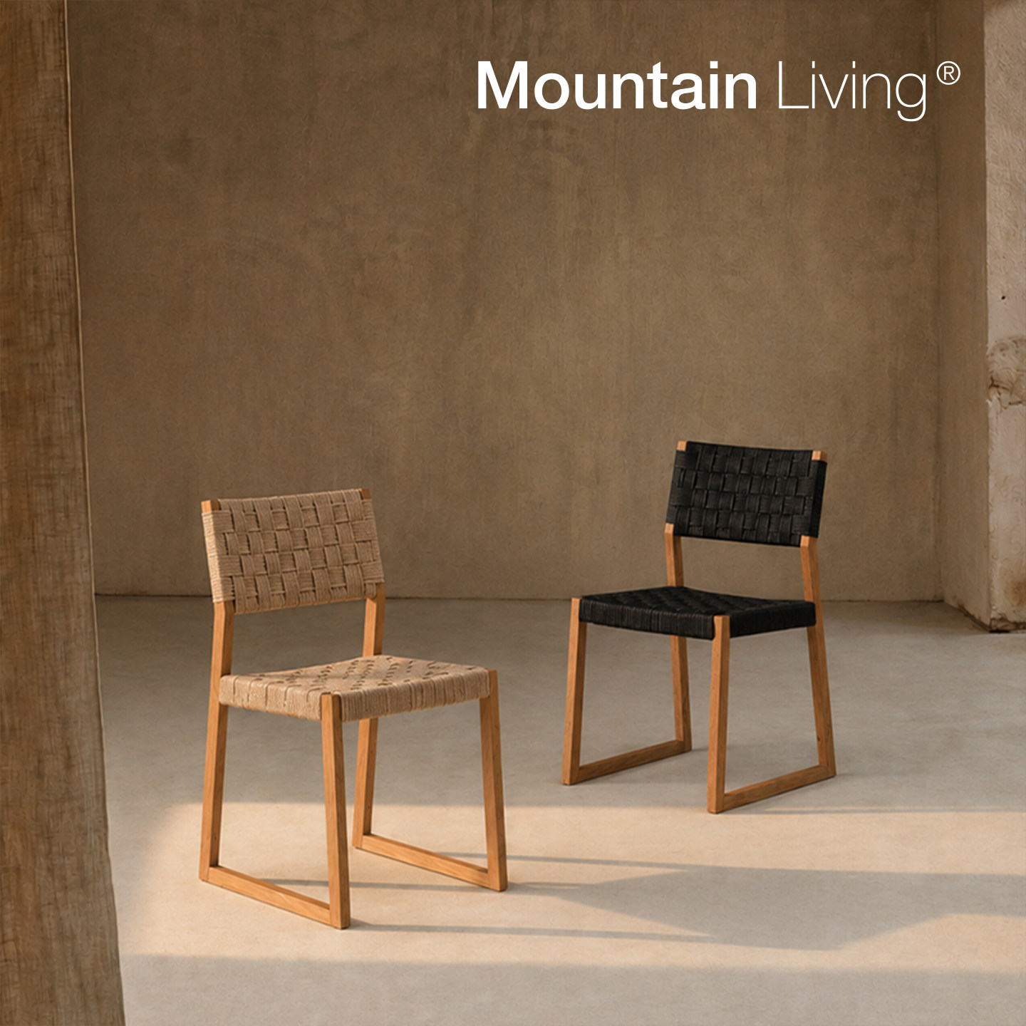Mountain Living进口柚木家具纯实木餐椅家用靠背椅子餐桌椅纸绳