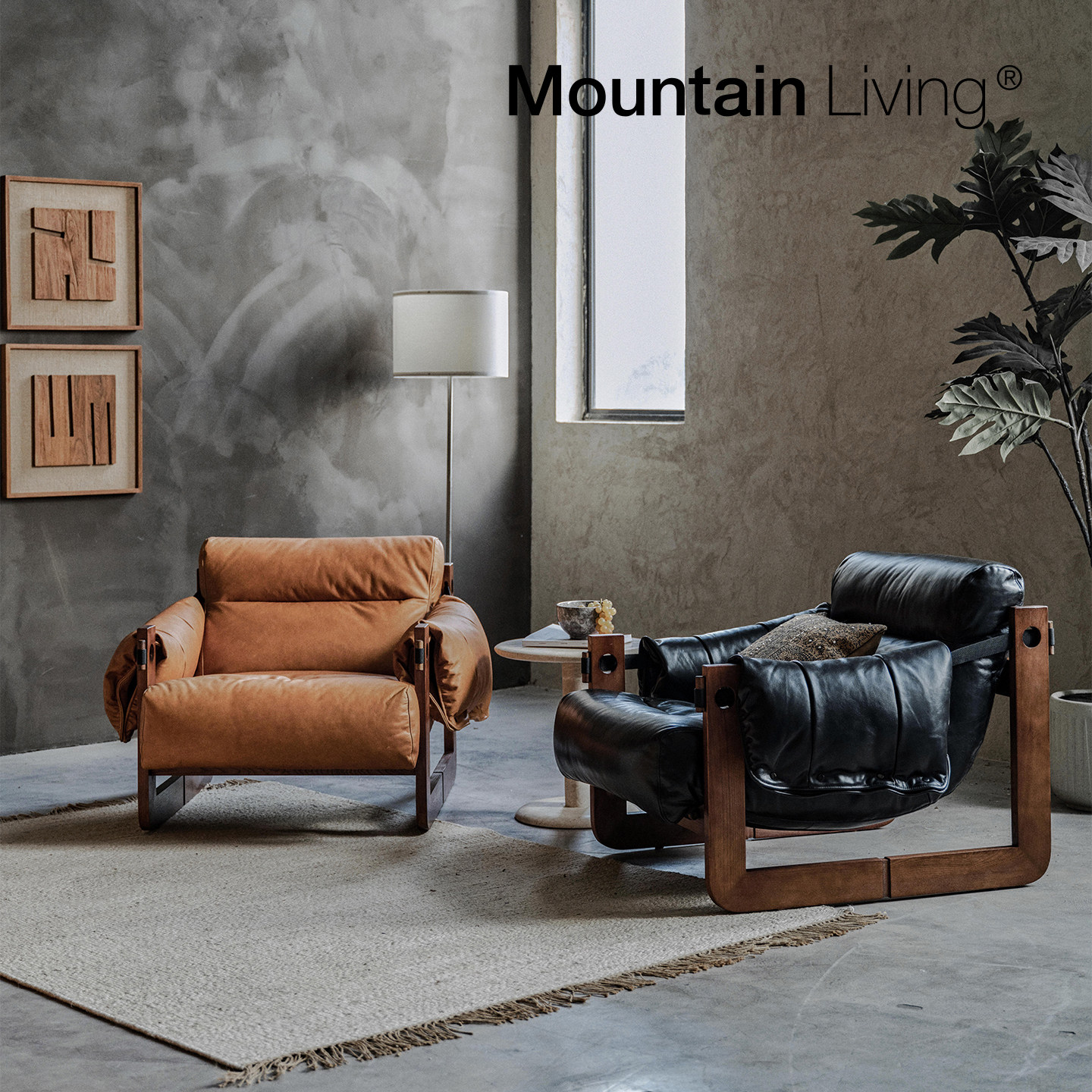 Mountain Living头层真皮小型单人沙发椅超舒服高级中古风休闲椅