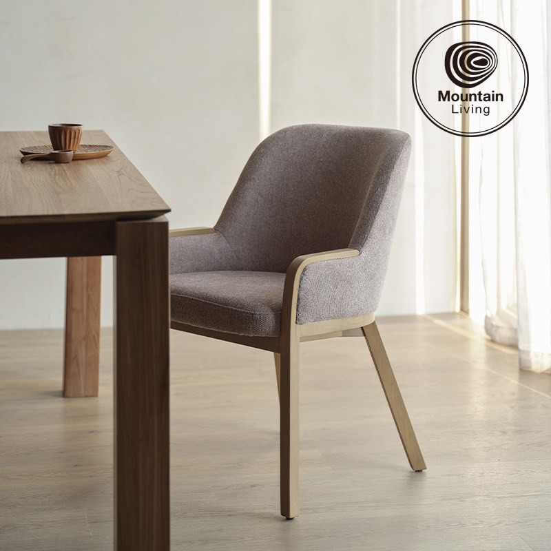 MountainLiving白橡木实木家具餐椅餐桌椅中古风复古靠