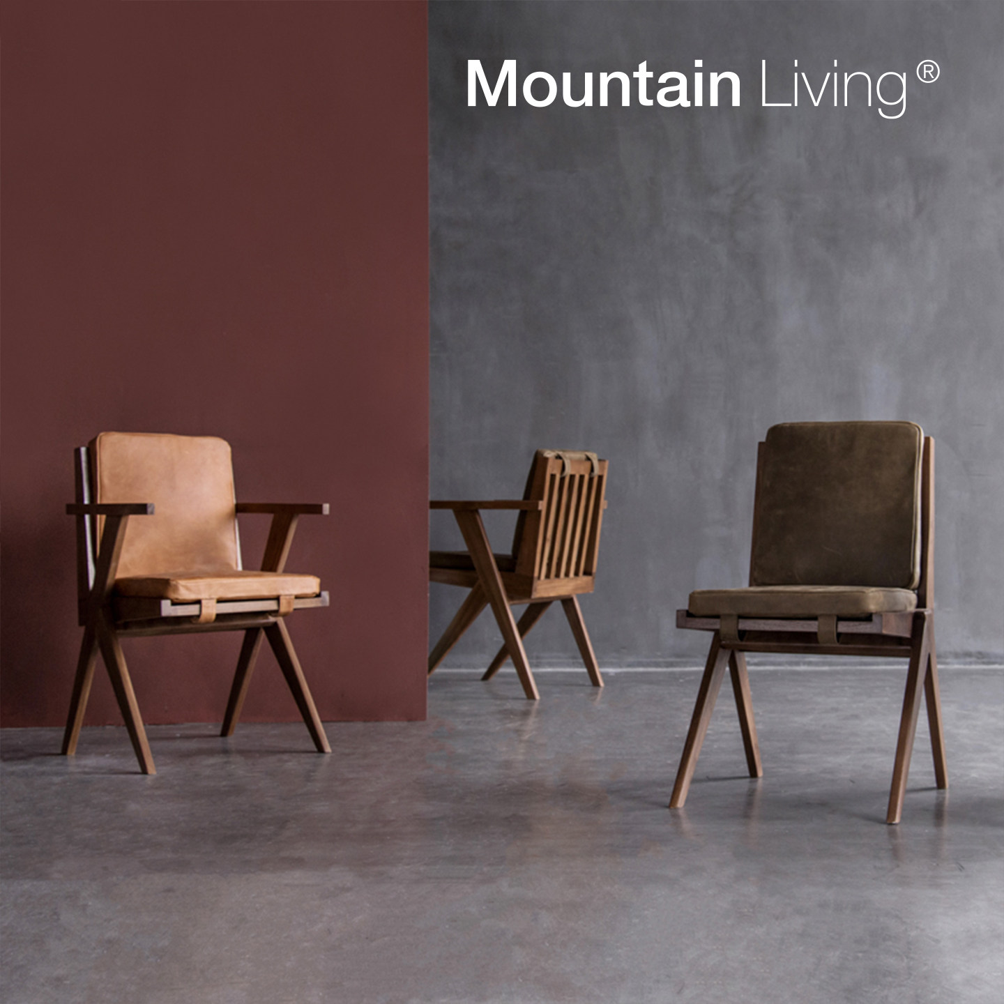 Mountain Living进口柚木家具实木餐椅单椅餐桌椅中古风高端真皮