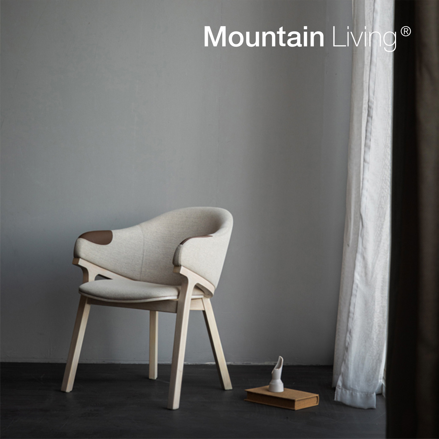 MountainLiving白橡木实木餐桌椅扶手餐椅单椅中古风靠背椅子家用