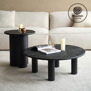 MountainLiving进口柚木家具实木茶几客厅家用茶桌茶台圆形中古风