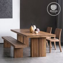 Mountainliving进口柚木家具纯实木餐桌长桌原木中古复古方桌家庭