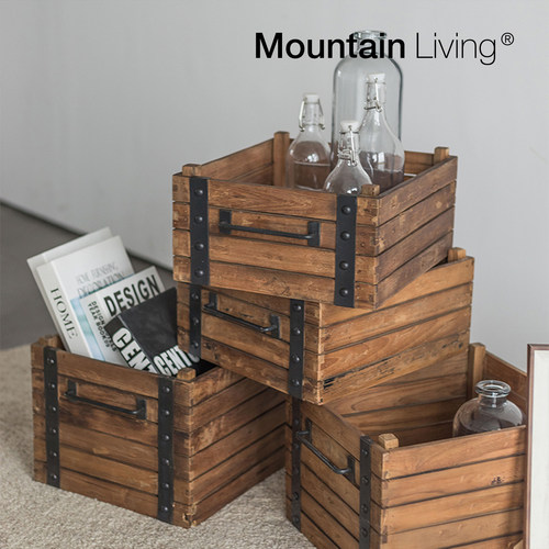 MountainLiving进口复古木箱子收纳箱实木老柚木整理箱中古风家用 - 封面