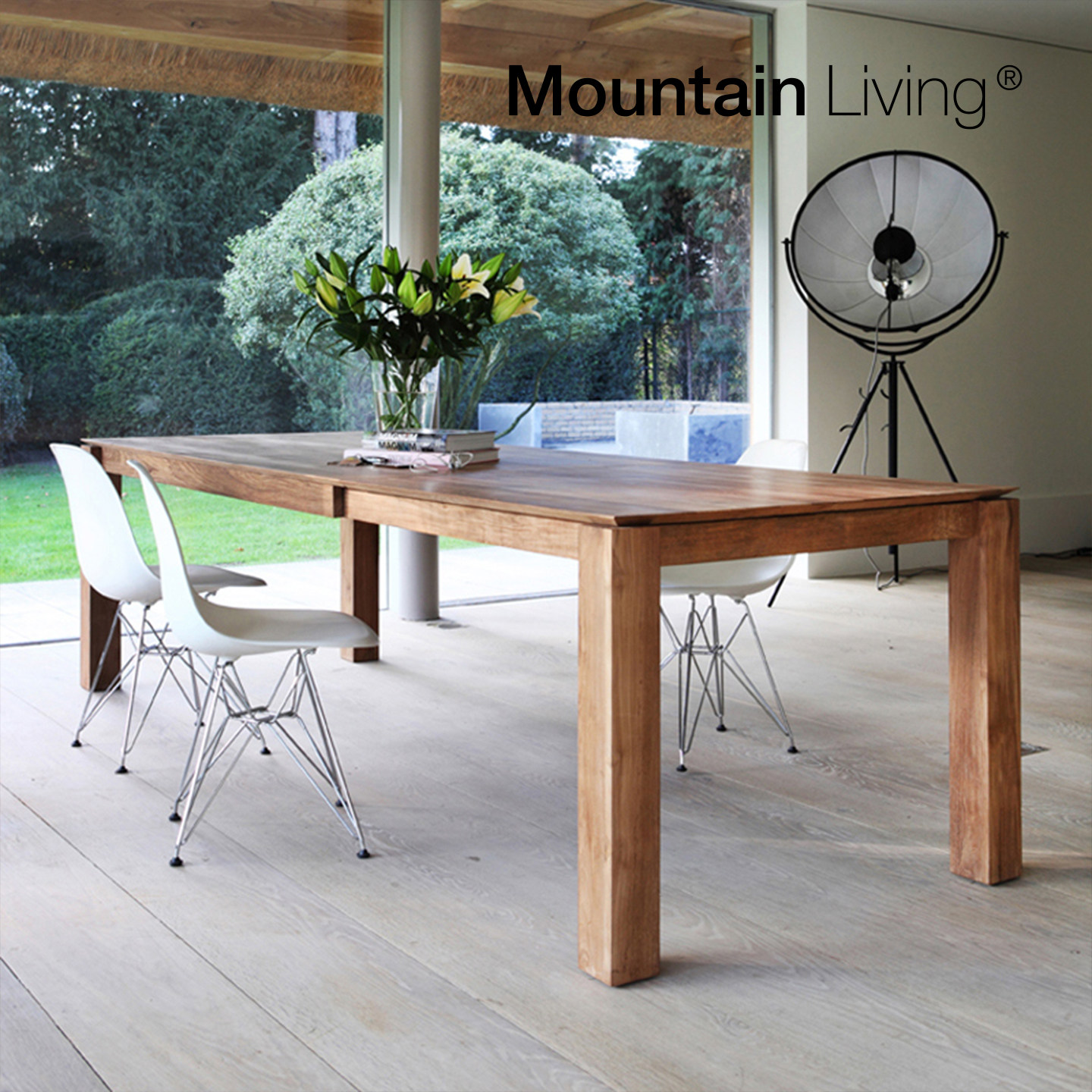 MountainLiving进口柚木家具纯实木餐桌家庭大板长桌可伸缩中古风