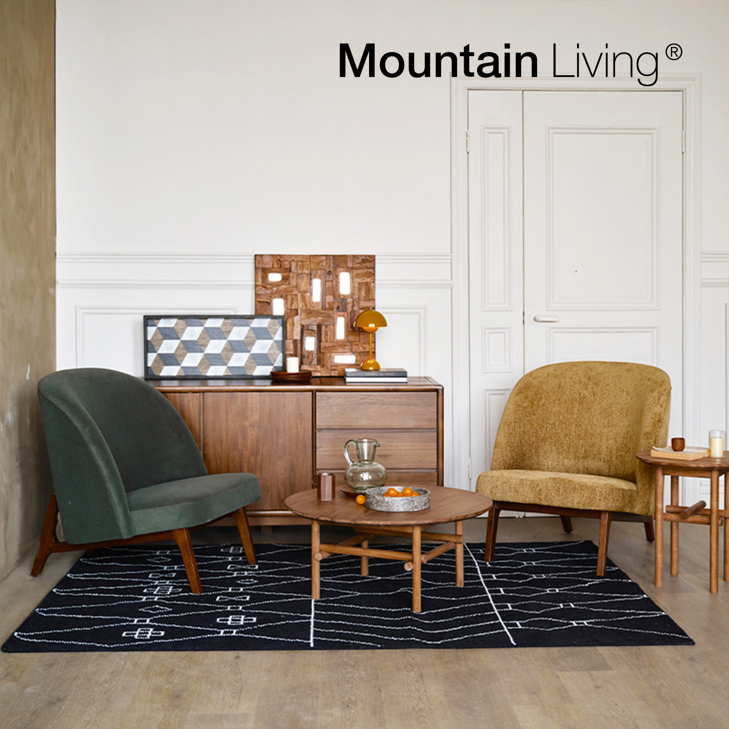 Mountain Living橡木实木家具休闲椅单人沙发椅小型中古高端绿色
