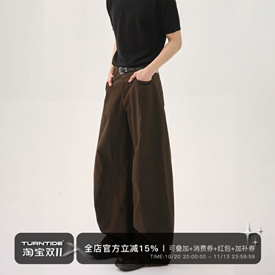 TURNTIDE小众复古廓形解构设计弯刀牛仔裤美式休闲百搭直筒长裤