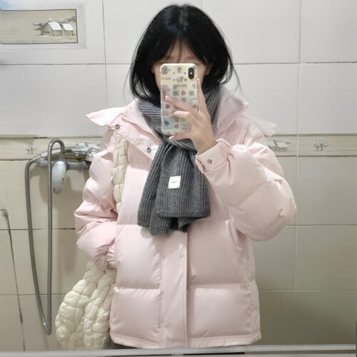 2026爆款粉色羽绒棉服冬季新款小个子宽松加厚面包服女保暖棉衣袄