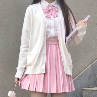 原创JK制服毛衣秋冬日系学院风百搭校供感针织开衫学生外套女现货