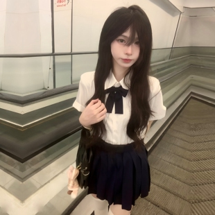 衬衣百褶短裙套装 夏季 女日系学院风基础款 衬衫 原创JK制服白色短袖