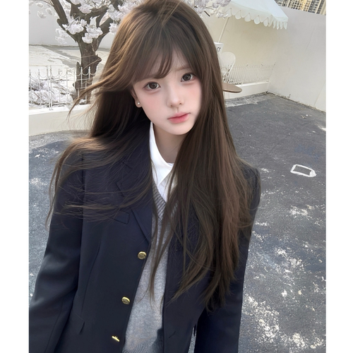半袋麻豆原创三粒扣西服jk制服西装外套女日系式校供感徽章学院风