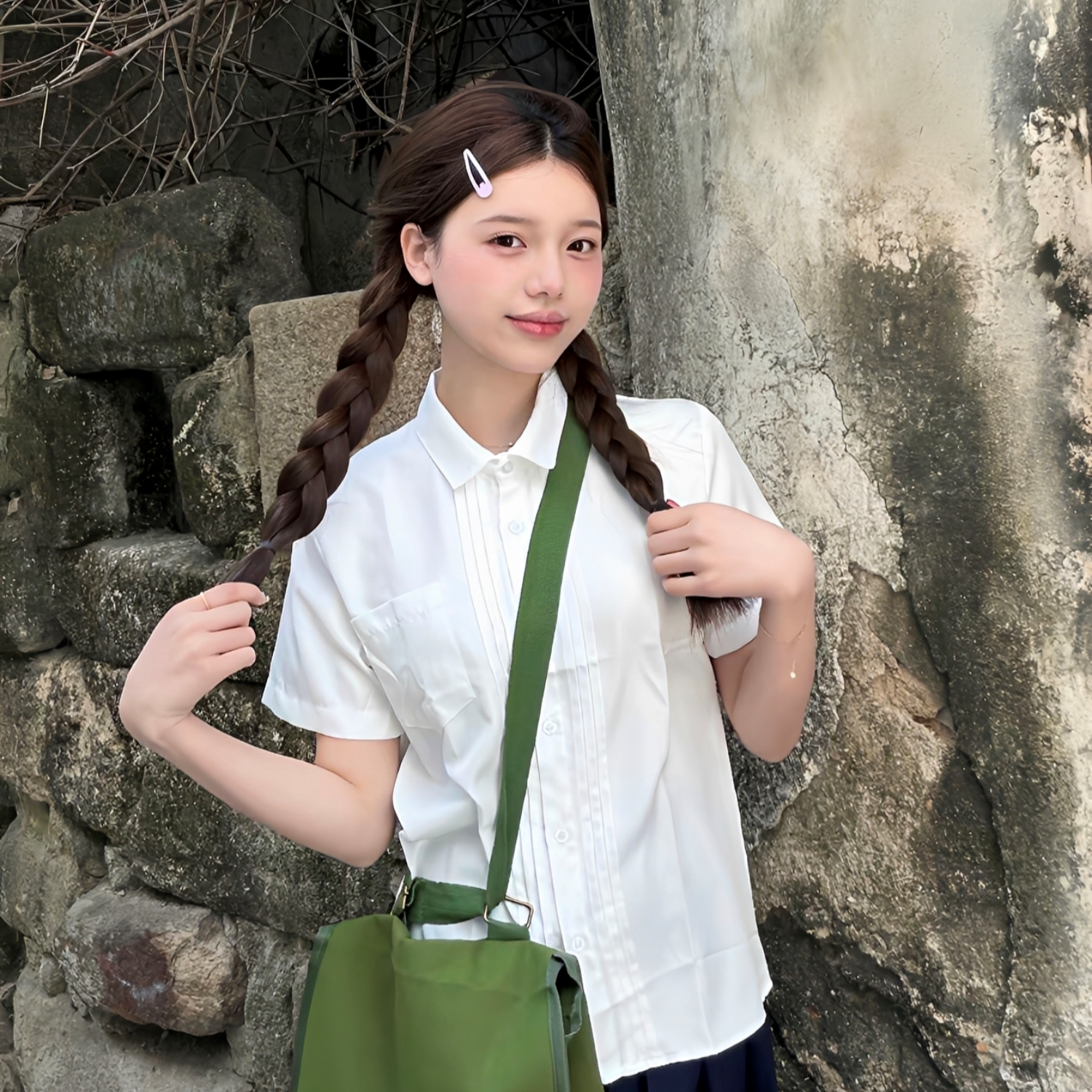 夏季jk白衬衫女学生日系学院风琴褶短袖上衣基础款高中毕业校班服