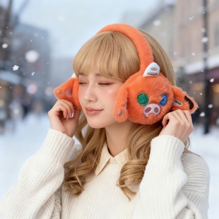 原创塞尔达周边猪猪耳罩女保暖冬可爱卡通毛绒耳包可折叠耳帽防寒
