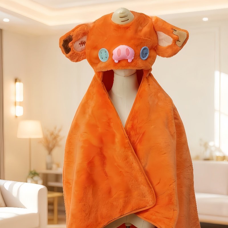 猪猪毛毯披肩珊瑚绒加厚加大塞尔达传说周边秋冬可穿式带帽斗篷毯