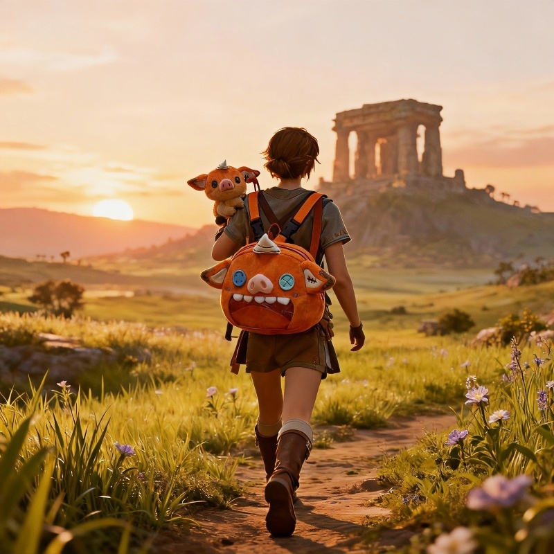 猪猪痛包卡通动漫双肩背包可拆卸背带塞尔达周边二次元毛绒吧唧包