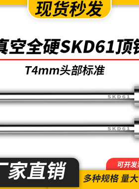 高端进口真空全硬顶针SKD61/H13头部厚度4毫米顶针EP4 EPN T4顶杆