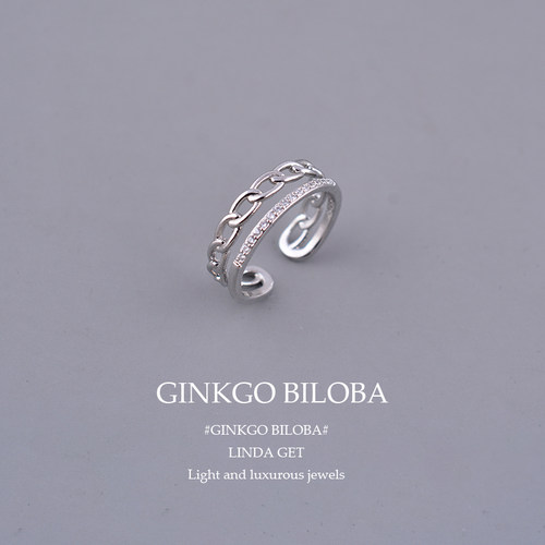 s925纯银闪钻戒指女时尚