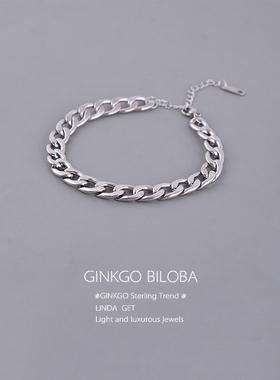 925纯银手链古巴不掉色男女