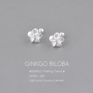 925纯银花朵螺丝耳钉养耳洞睡觉不用摘耳骨钉防堵耳饰女耳环耳饰