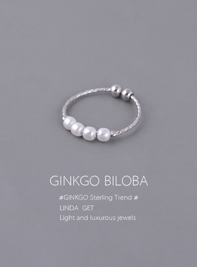 925纯银戒指女小众设计珍珠