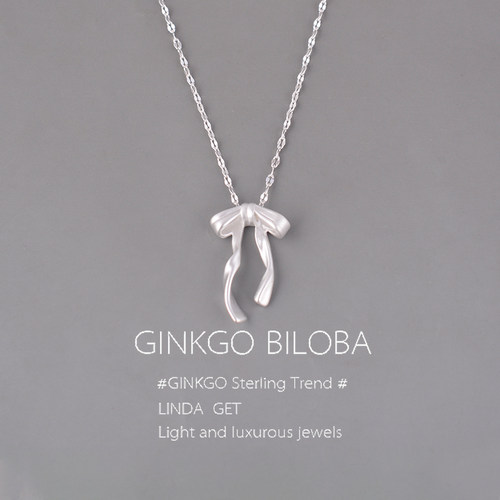 磨砂飘带蝴蝶结项链小众轻奢