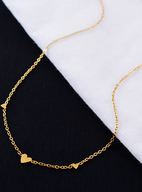 925纯银项链爱心精致18k包金