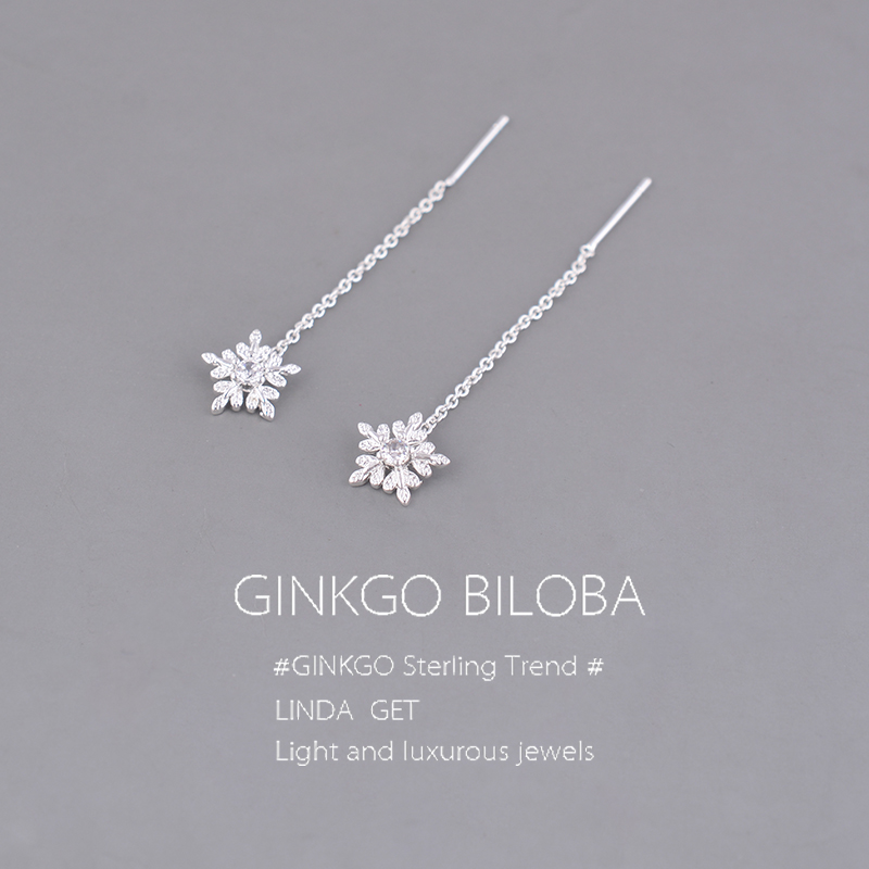 925纯银雪花流苏耳线养耳洞耳环轻奢小众耳饰女2025新款爆款耳钉