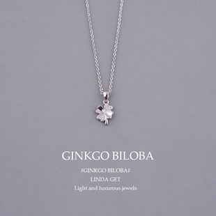 高级轻奢锁骨链小众设计百搭刻字 925纯银四叶草项链女2023年新款
