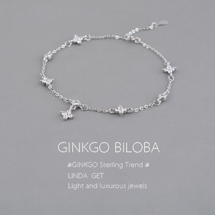 925纯银轻奢风四叶草锆石手链百搭简约气质不掉色满天星手串刻字