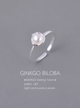 925纯银珍珠戒指食指戒女小众