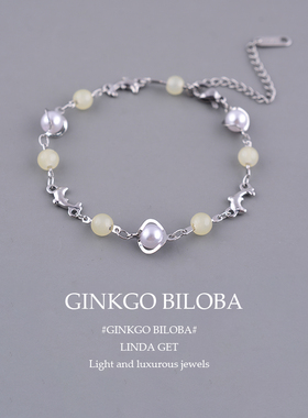 925纯银手链鱼尾珍珠月光石小众