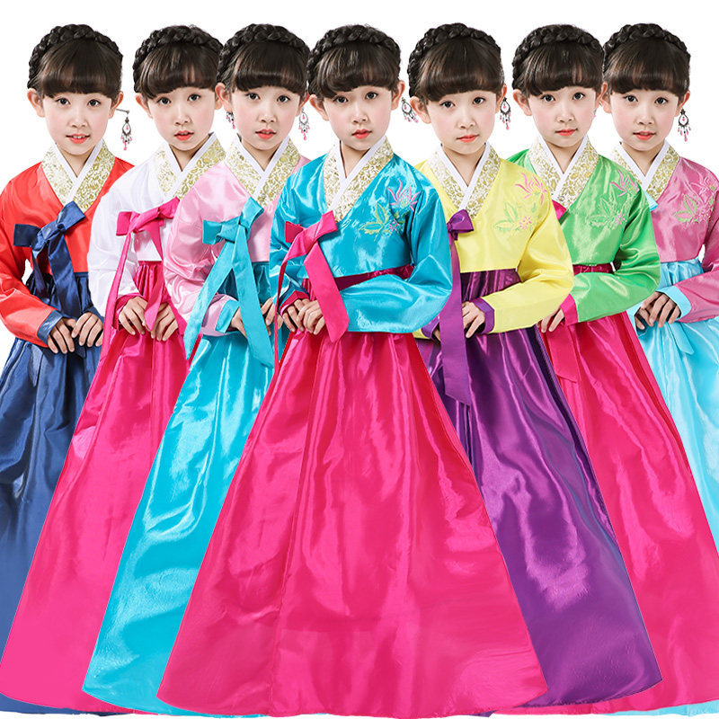 韩国小孩传统古装改良儿童女童韩服朝鲜族元旦演出服装女宝宝童装