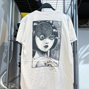 川上富江伊藤润二原作日系恐怖漫画短袖T恤vintage古着感美式半袖