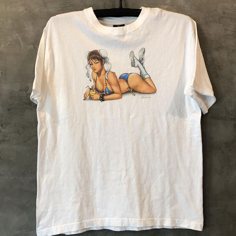 致敬经典街机游戏拳皇春丽人物潮牌印花短袖vintage古着男女T恤潮