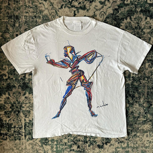 Miles Davis致敬音乐家迈尔斯·戴维斯高街涂鸦美式直喷短袖T恤潮