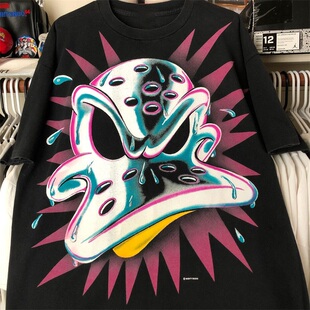 强队巨鸭奇兵Mighty Ducks亚逼风男女重磅棉短袖欧美街头潮流T恤