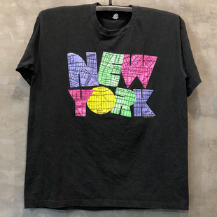 ins超火潮流 T恤NewYork字母个性 美式 宽松创意oversize复古短袖