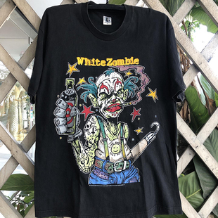 White Zombie摇滚乐队趣味创意小丑潮牌印花短袖oversize男女T恤