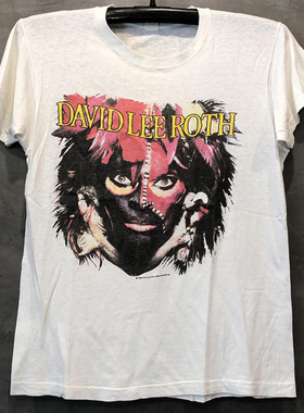 David Lee Roth摇滚明星Van Halen人像短袖高街简约复古风短袖T恤