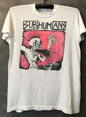 Subhumans朋克摇滚乐队卡通动漫潮牌印花短袖美式vintage古着T恤
