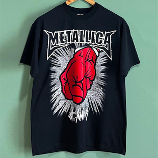 Metallica重金属乐队同名专辑潮牌短袖T恤vintage美式痞帅半袖男