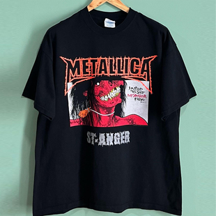 Metallica重金属摇滚乐队同名专辑vintage美式高街重磅短袖T恤潮