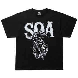 Sons Of Anarchy乐队混乱之子死神骷髅头高街FOG短袖慵懒风T恤男