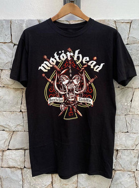 Motorhead摩托车乐队重金属摇滚纯棉短袖美式高街复古男女落肩T恤