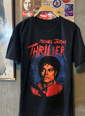 迈克尔杰克逊Thrille专辑同名歌曲纪念款复古人像印花短袖半袖男