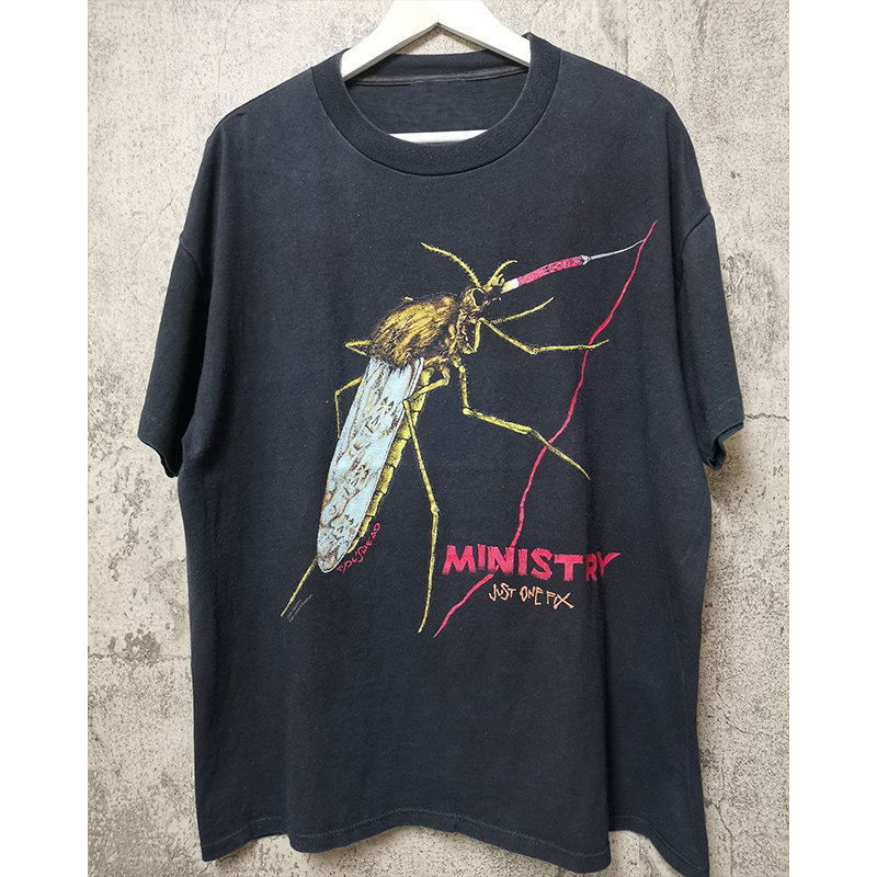 ministry摇滚乐队美式哥特风潮牌男女短袖宽松oldschool复古t恤