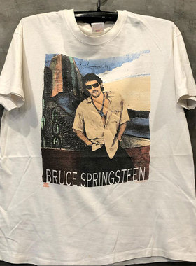Bruce Springsteen斯普林斯廷素描人像潮牌短袖chic嘻哈摇滚T恤男