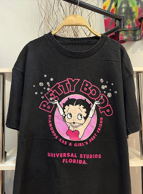 漫潮贝蒂小姐Betty Boop动漫周边海报插画vintage古着短袖T恤学生
